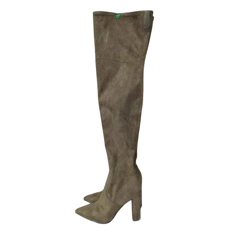 Marc Fisher‎ LTD Uday Tan Suede Pointed Toe Block Heel Boots Size 6.5M